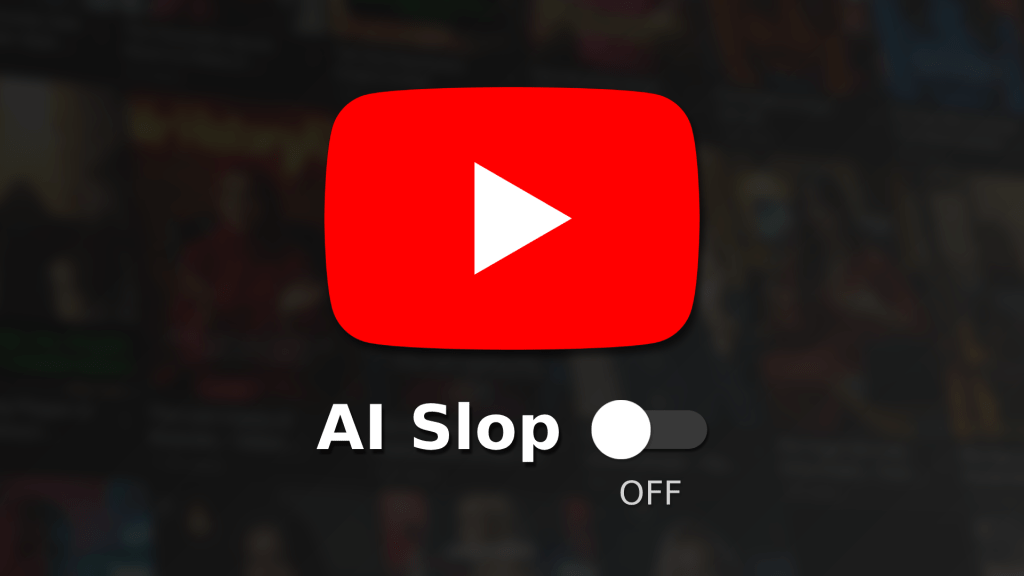 YouTube logo with AI slop toggle