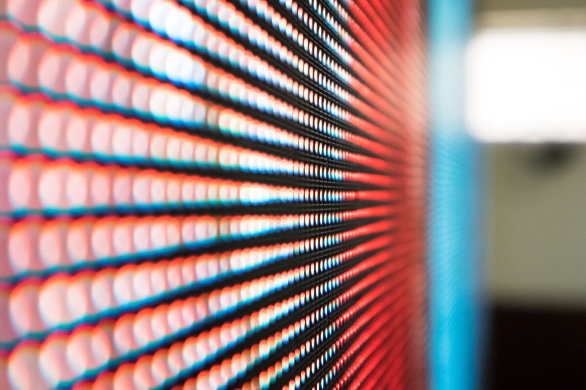 Close-up of an LED display panel